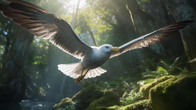 Highspeed Albatross Flying In Forest Real Image 8k