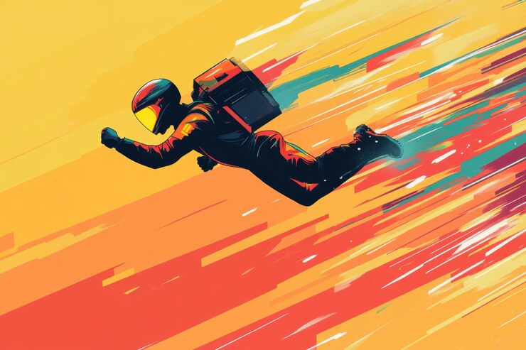 Photo highspeed comic book superhero on a motorcycle epic action and adventure with bold colors