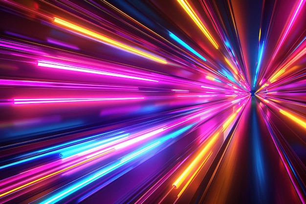 Хоризонтальный эффект движения высокоскоростных неоновых световых линий