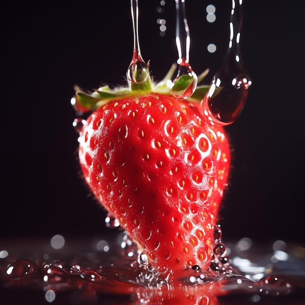 Highspeed professional foodphotography of a strawberry