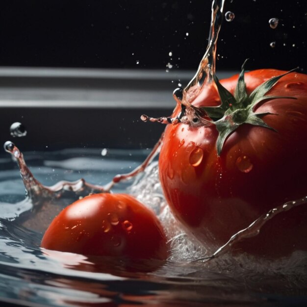 HighSpeed Professional Photography Capturing Tomatoes Sinking in Water Tank