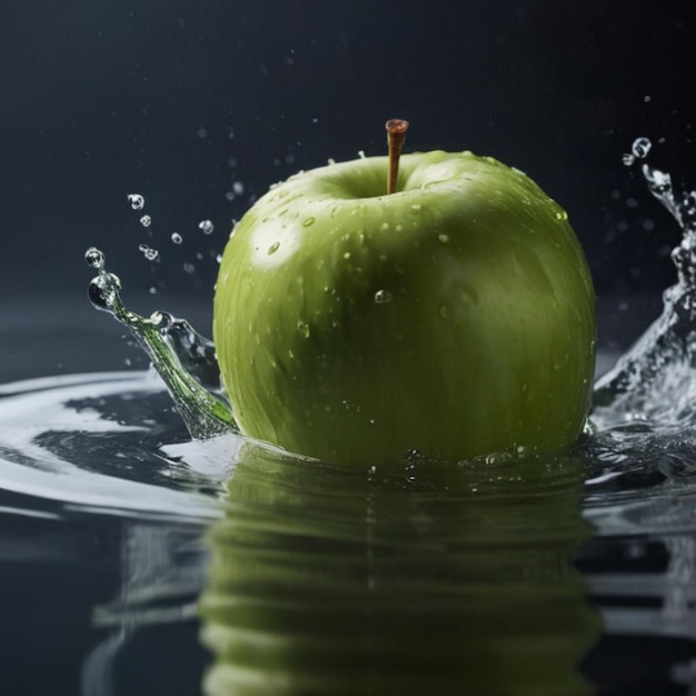 Highspeed professionele fotografie opnemen Groene appel zinken in watertank