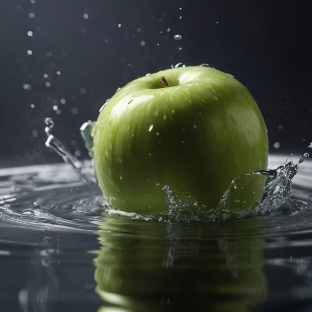 Highspeed professionele fotografie opnemen Groene appel zinken in watertank