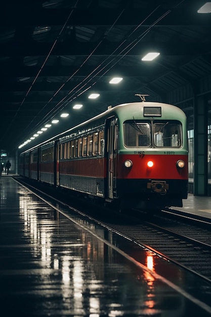해가 지는 저녁 에 철도 를 가로질러 달리는 고속 은 여객 열차
