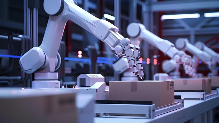 HighSpeed Robotic Packing Station Illustrating Efficient Modern Manufacturing Processes