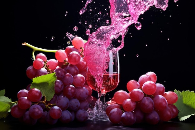 Highspeed shot of grapes falling into a glass of juice