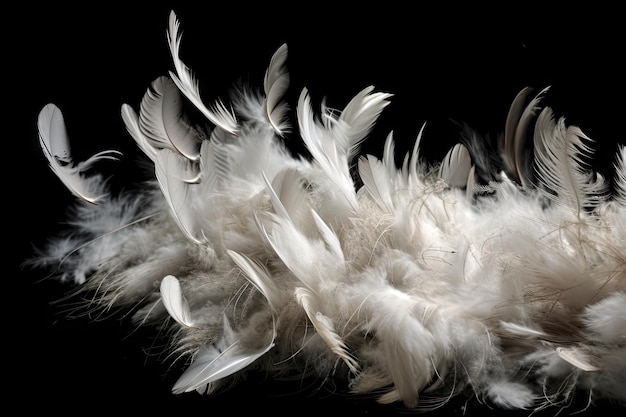 Photo highspeed shot of white feathers in the wind flying past camera