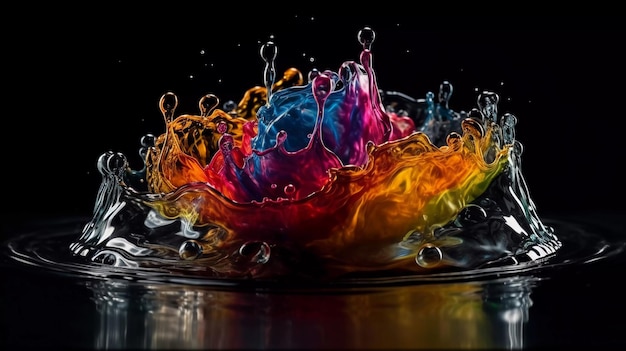 Foto highspeed splash intricate water collision spruzzi d'acqua che formano generative ai