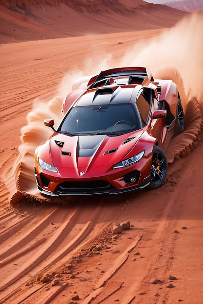 Highspeed Sports Car on red sand image