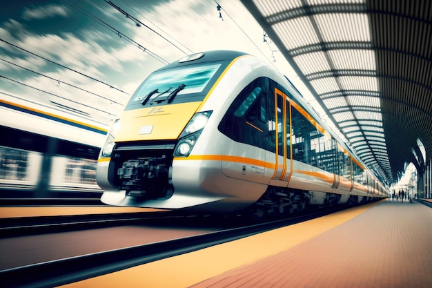 Highspeed train approaching train interior platform