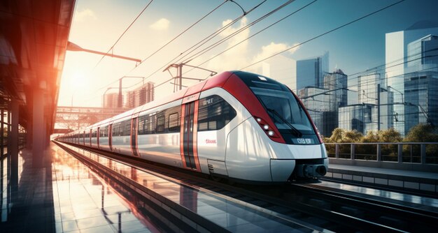 Highspeed train in the modern metro station 3d rendering