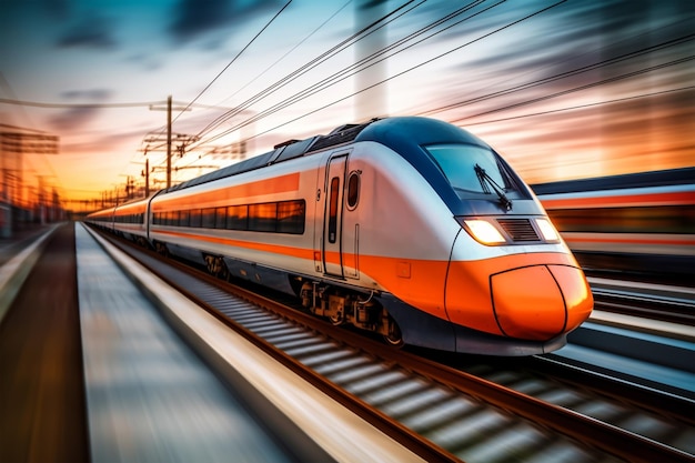 Highspeed train in motion on a blurred background