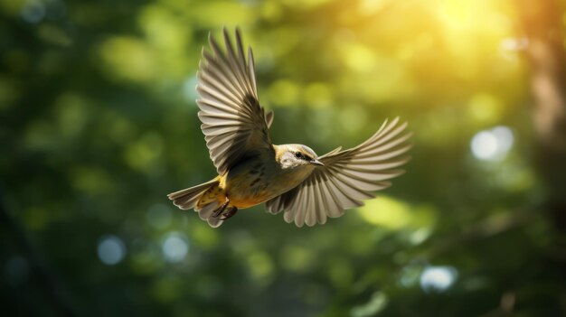 Photo highspeed warbler flying in forest real image 8k