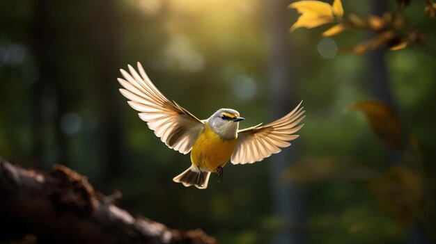 Photo highspeed warbler flying in forest real image 8k