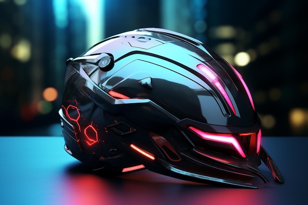 Hightech bicycle helmet with integrated LED Generative ai