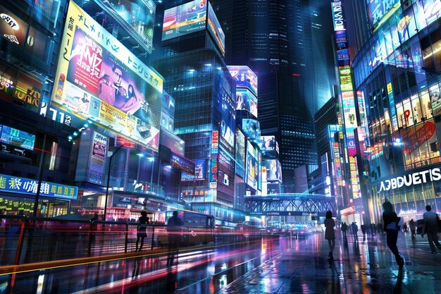 A hightech city of the future with holographic bil generative ai