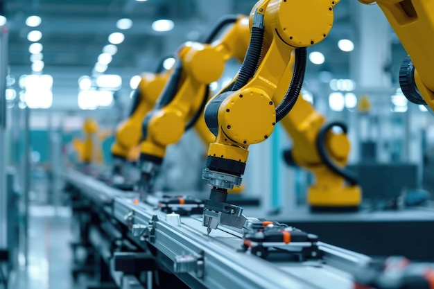 Hightech-faciliteit voor de robotica-industrie met geavanceerde robotarm