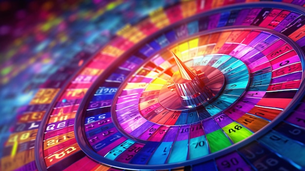 HighTech Financial Data Visualization CloseUp of Spinning Wheel with Dynamic Numbers Generative AI