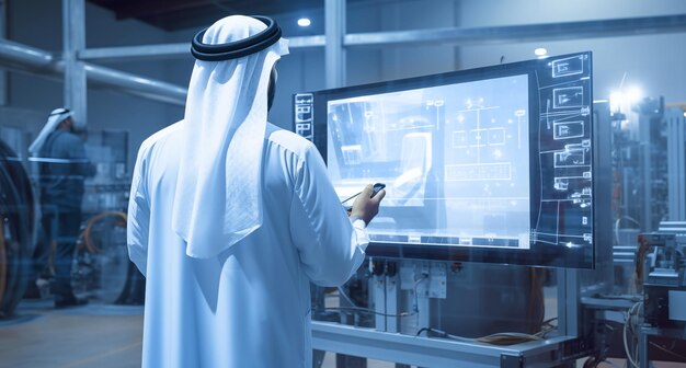 Высокотехнологичная промышленная среда, управляемая квалифицированным арабским инженером