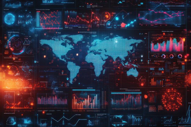 hightech infographic with a focus on data analytics and big data the layout includes icons and diagrams representing data visualization machine learning and predictive analytics the color scheme