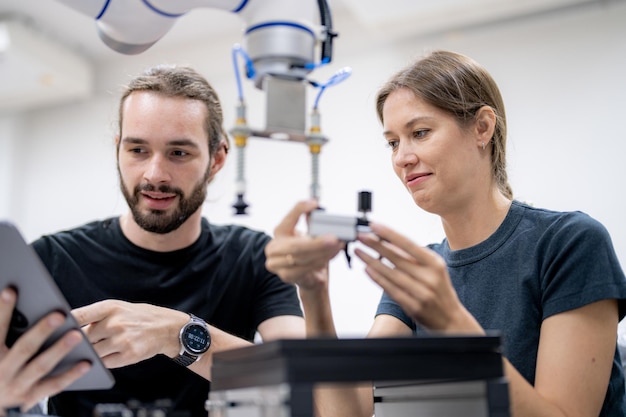 Hightech robotarm met een computerprocessoreenheid voor kunstmatige intelligentie erin