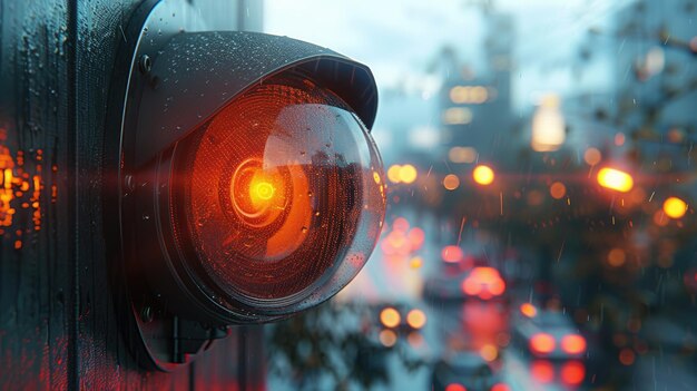 写真 雨の夜のハイテク監視 cctv カメラ