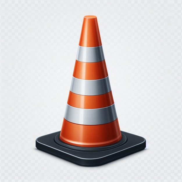 HighVisibility Safety 3D Orange Traffic Cone on White Background Caution Construction