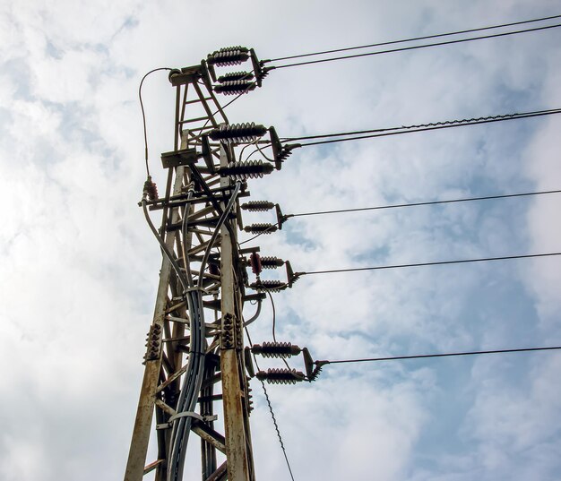 Highvoltage power lines at a hydroelectric power station in the city of Nitra in Slovakia Details