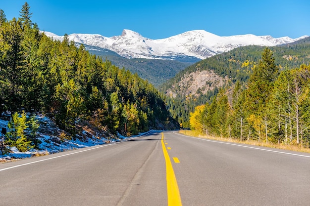 Highway at autumn in Colorado USA