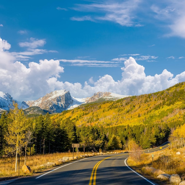 Highway at autumn in Colorado USA