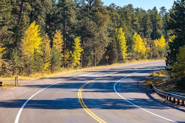 Highway at autumn in Colorado USA