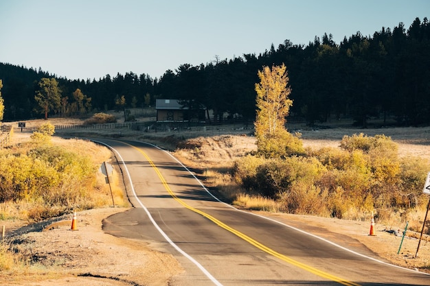 Highway at autumn in Colorado USA