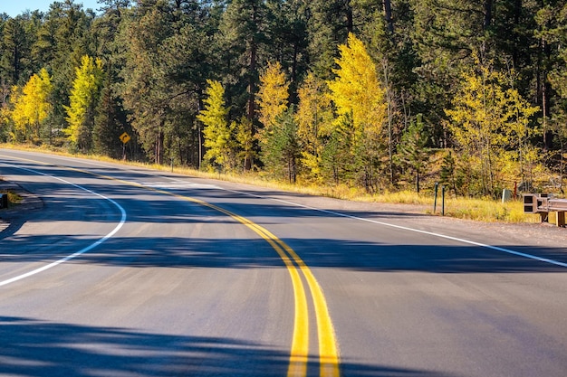 Highway at autumn in Colorado USA