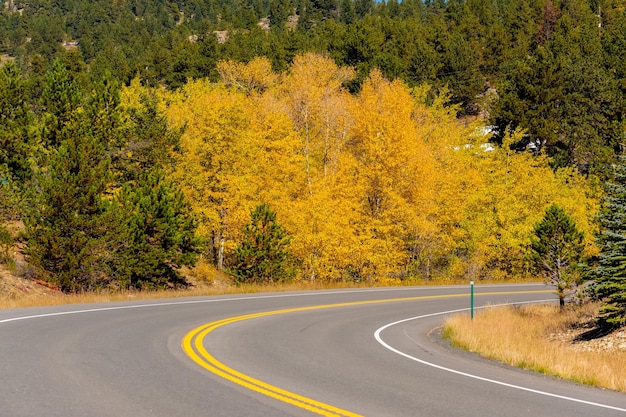 Highway at autumn in Colorado USA