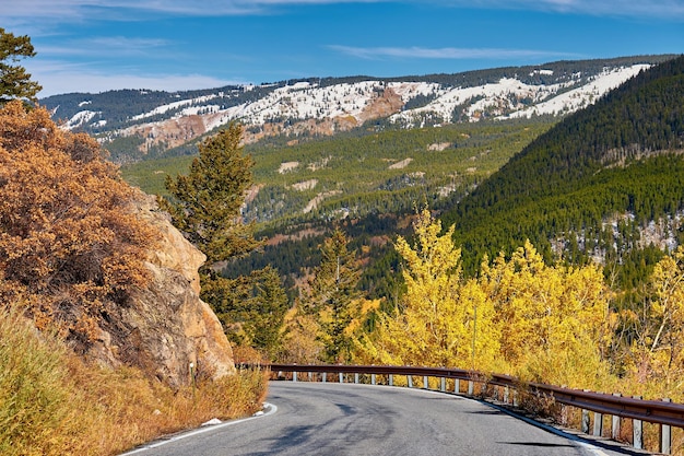 Highway at autumn in Colorado USA