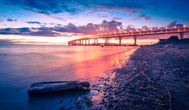 Highway bridge over the bay in St Petersburg