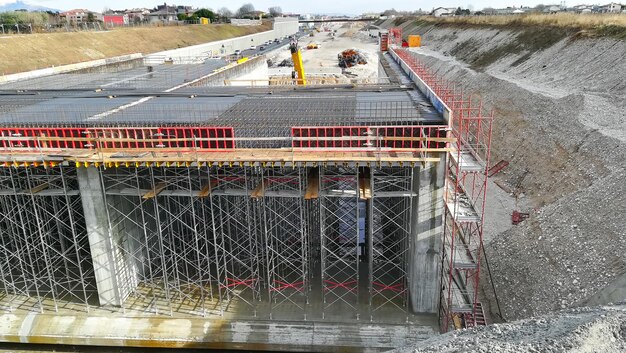 Photo highway construction site view civil engineering road on costruction