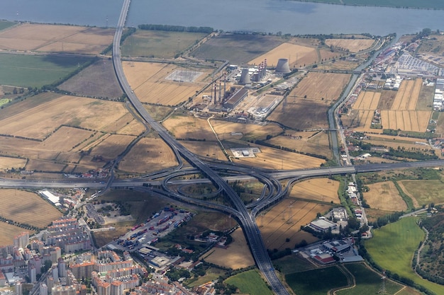 Highway interchange aerial in Portugal Lisbon area