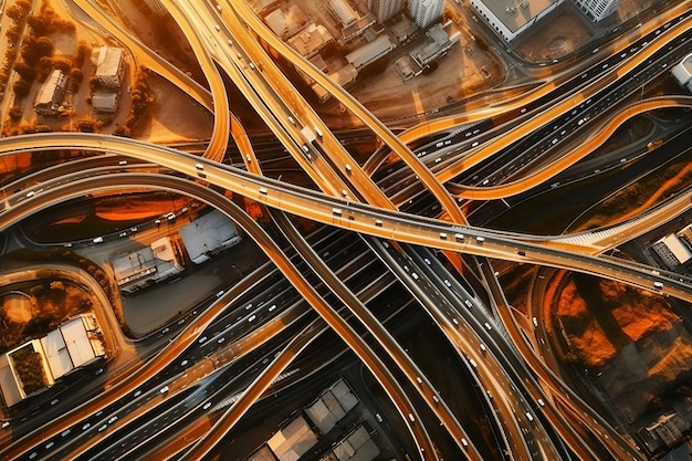 Foto strada di incrocio a più livelli a perspettiva aerea affascinante ar 32