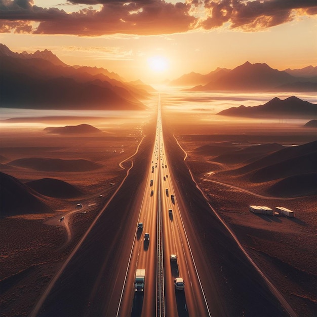 highway at sunset