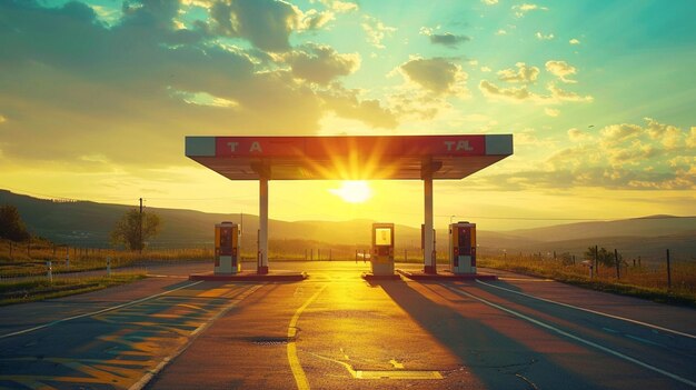 Highway Toll Booth at Sunset