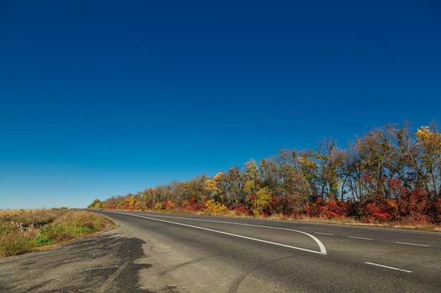 Highway track against the blue sky