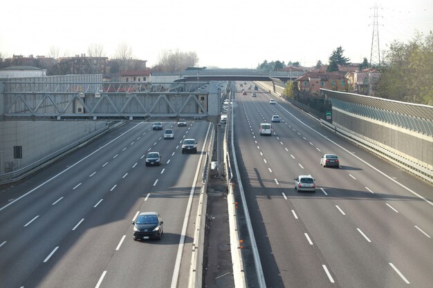 An highway with cars