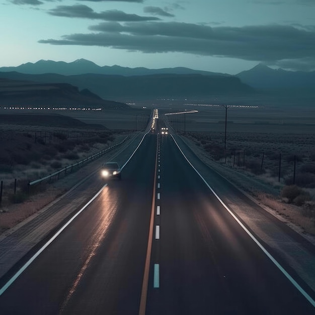 Foto un'autostrada con poche auto su di esso