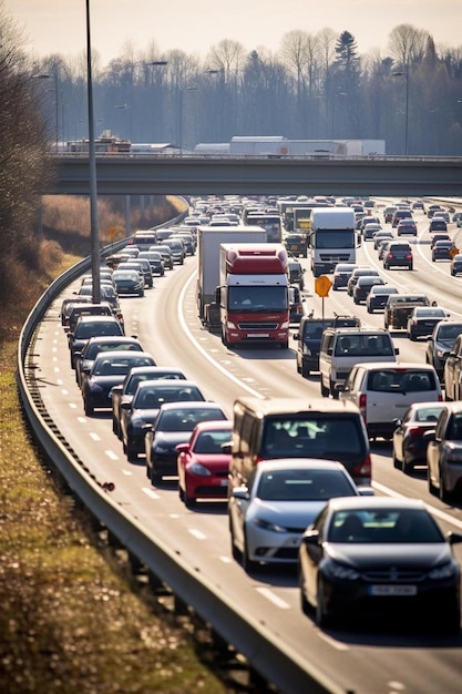 a highway with a lot of cars that says  lorries  on the side