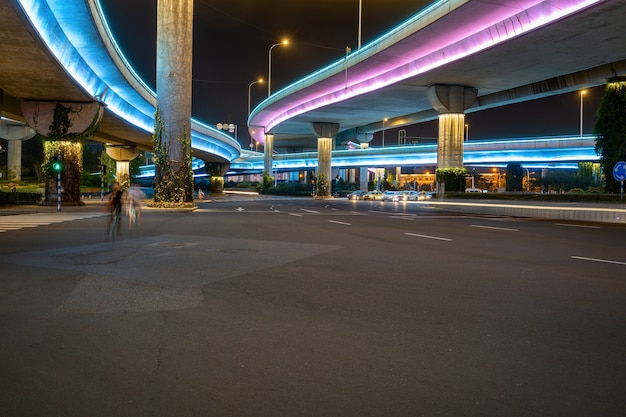 Highways and overpasses at night