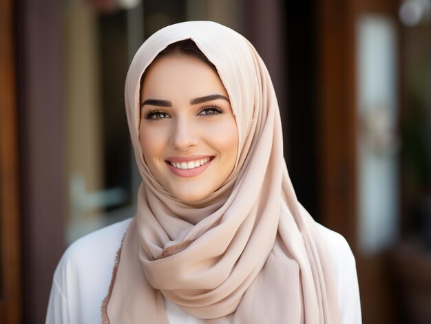 Hijab girl smiling background