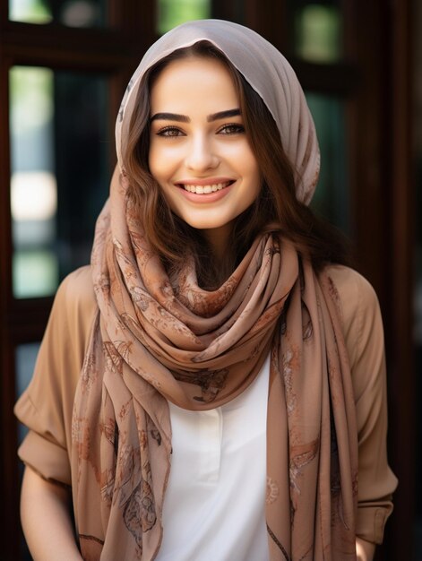 Hijab girl smiling background