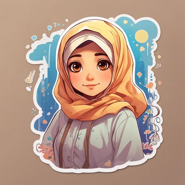 Premium AI Image Hijab Girl Sticker