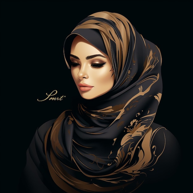 hijab logo lijn vector stijl